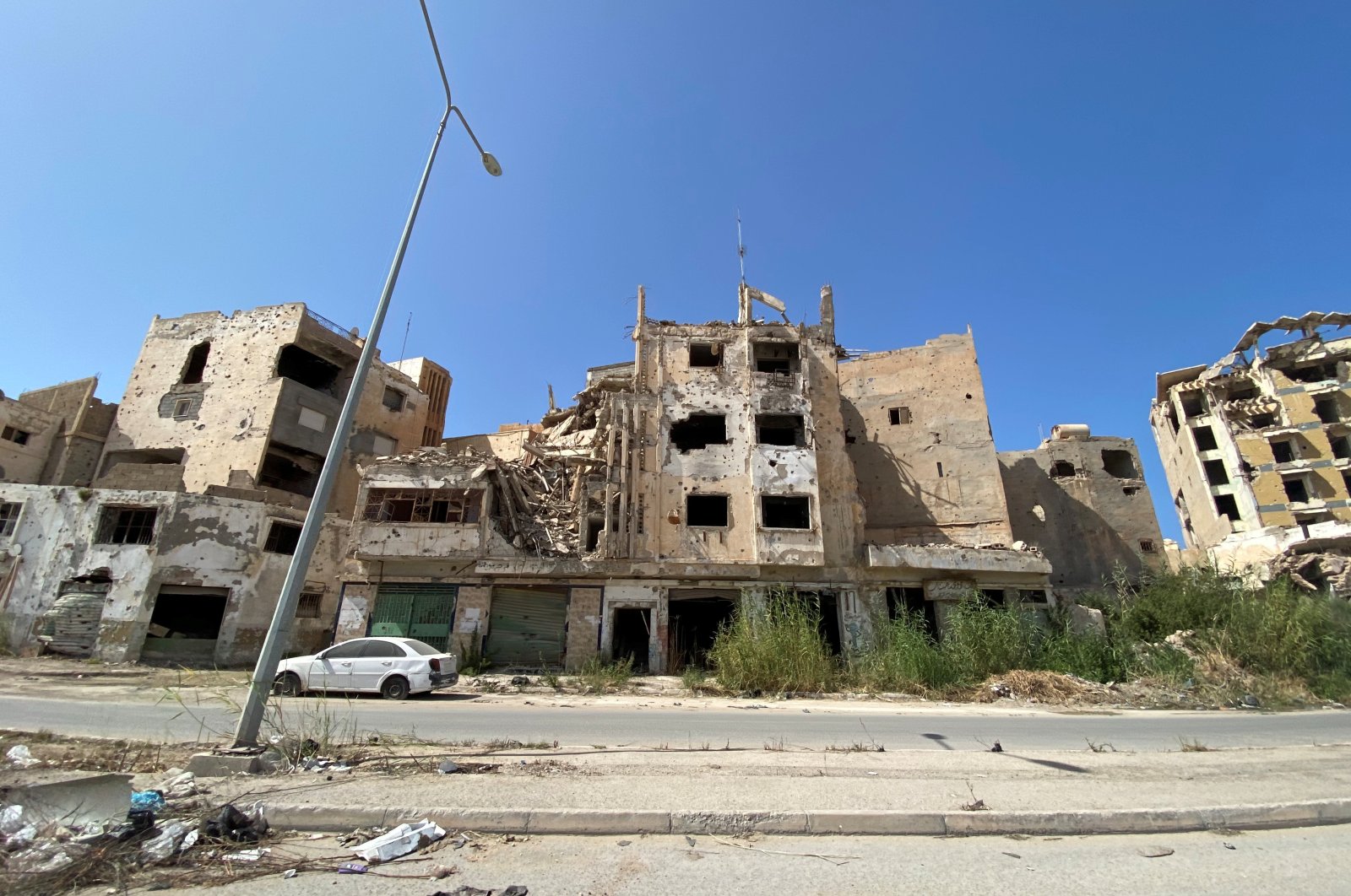 Buildings destroyed during past fighting with Daesh terrorists are seen in Benghazi, Libya, Sept. 30, 2020. (Reuters Photo)