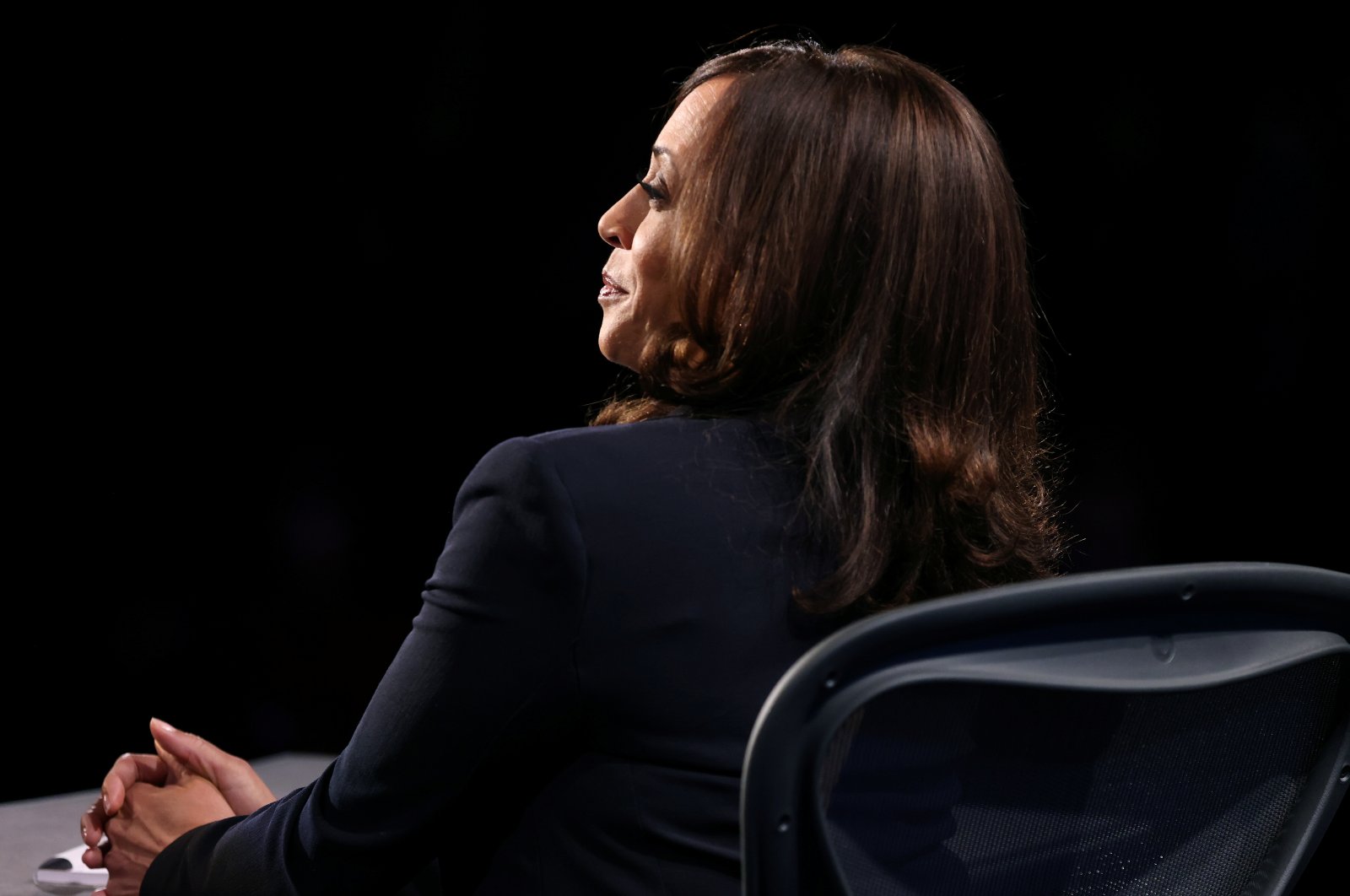 Democratic vice presidential nominee and U.S. Senator Kamala Harris takes part in the 2020 vice presidential debate with U.S. Vice President Mike Pence (not pictured) on the campus of the University of Utah in Salt Lake City, Utah, U.S., Oct. 7, 2020. (Reuters Photo)