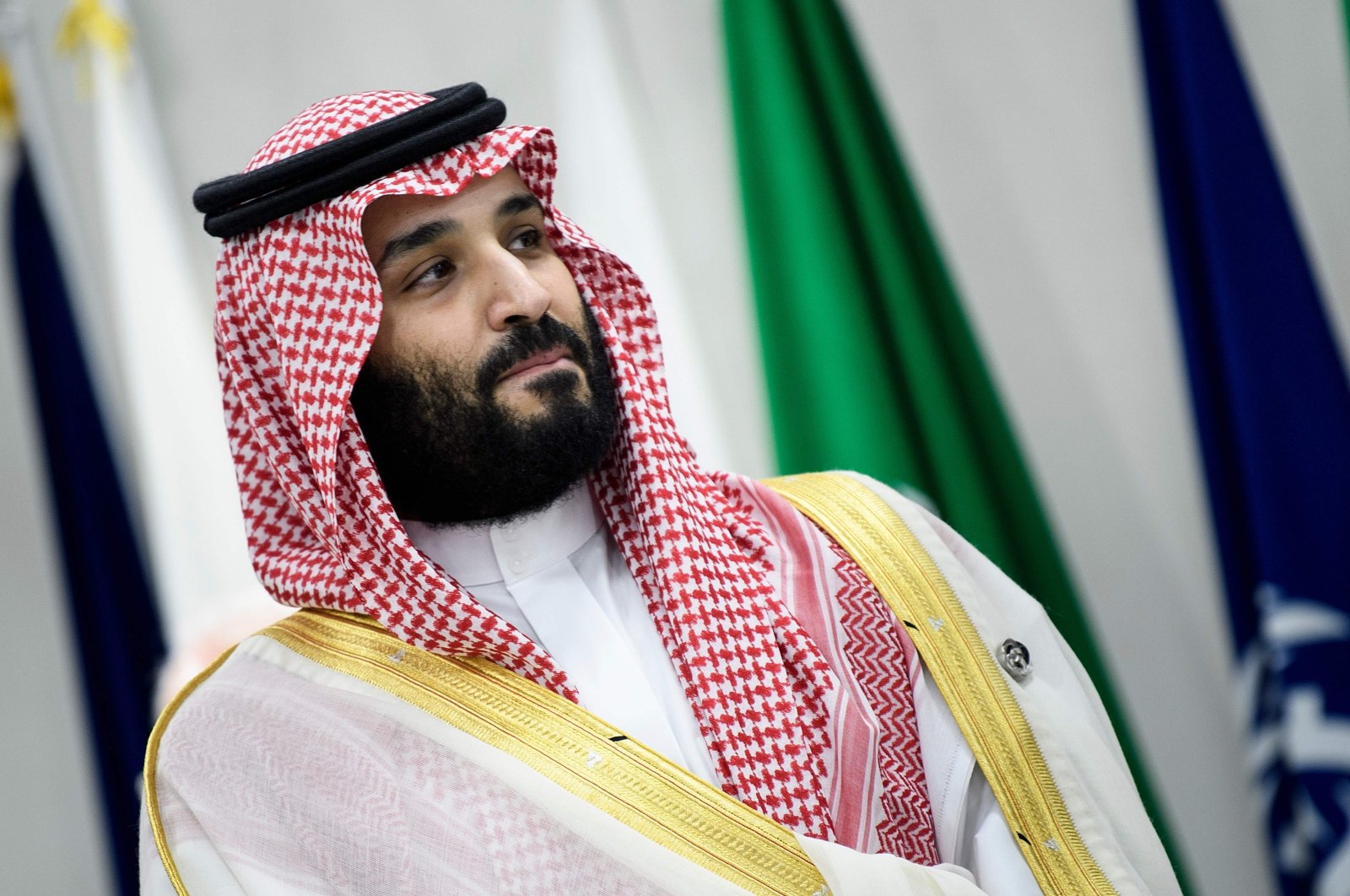 Saudi Arabia's Crown Prince Mohammed bin Salman attends a meeting during the G-20 Summit in Osaka, June 28, 2019, (AFP Photo)