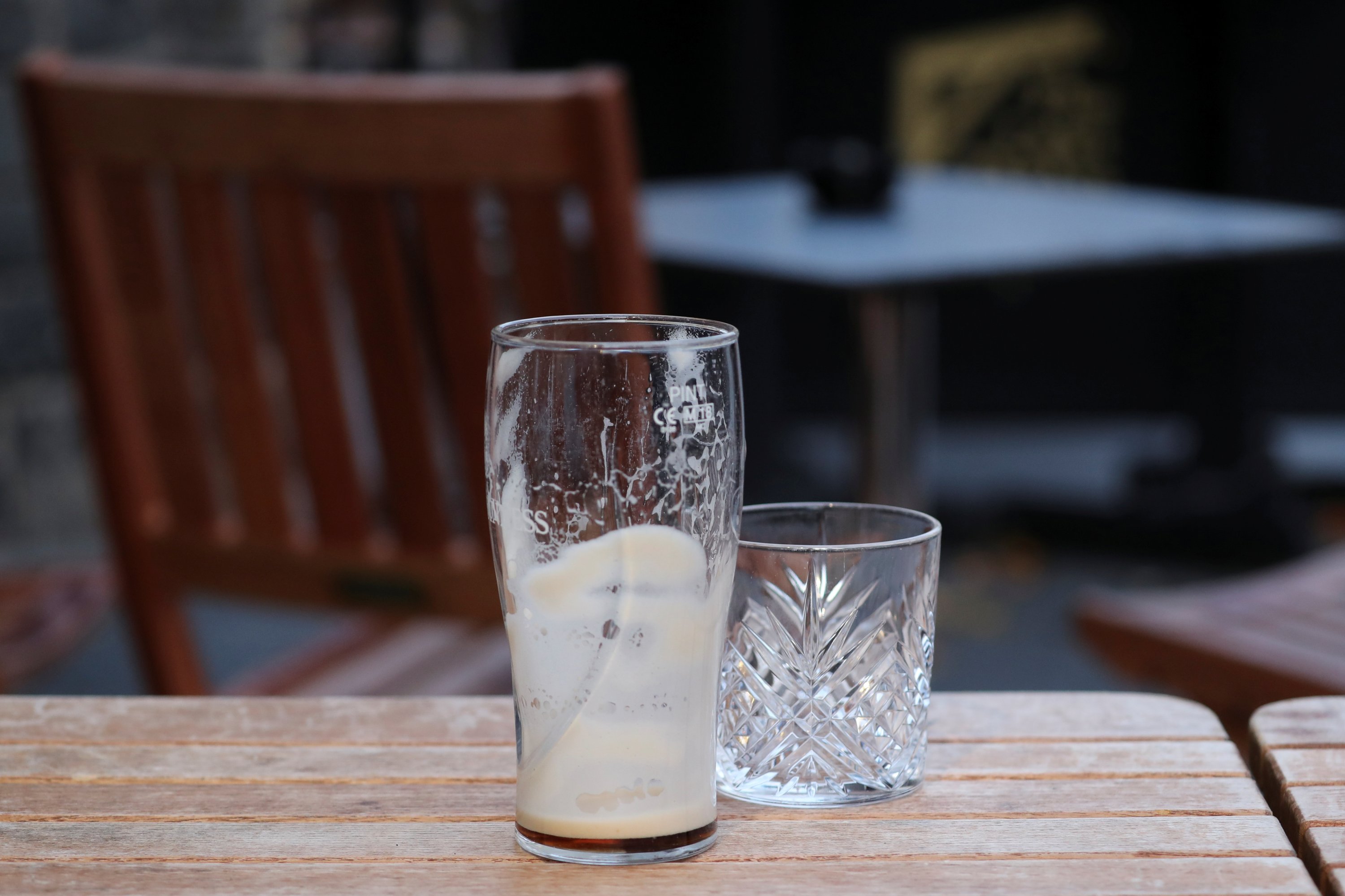 Glasses are pictured at a pub at Grassmarket, amid the coronavirus disease (COVID-19) outbreak, in Edinburgh, Britain, October 9, 2020. (REUTERS Photo)