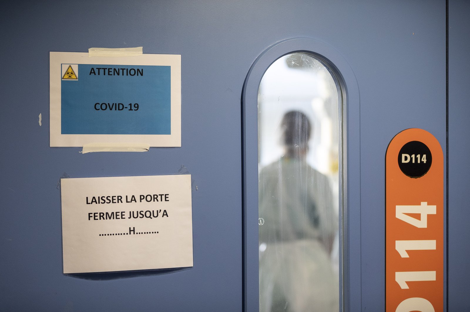 A nurse is seen in a COVID-19 area of the Nouvel Hospital Civil of Strasbourg, Sept. 15, 2020. (AP Photo)