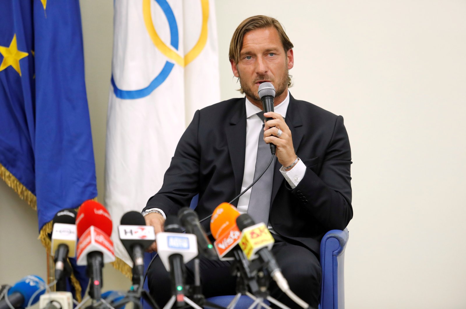 AS Roma's Francesco Totti speaks during a news conference at Coni Palace, Rome, Italy, June 17, 2019. (Reuters Photo)