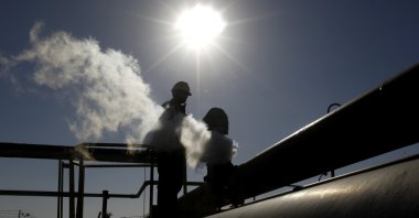A Libyan oil worker works at a refinery inside the Brega oil complex in Brega, eastern Libya, Feb. 26, 2011. (AP Photo)