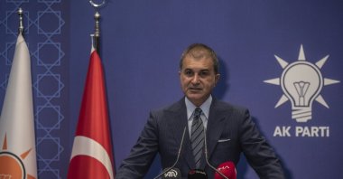 Justice and Development Party (AK Party) spokesperson Ömer Çelik speaks to reporters following a Central Decision and Executive Board meeting at the party headquarters in the capital Ankara, Turkey, Oct. 13, 2020 (AA Photo)