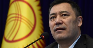 Kyrgyz acting prime minister Sadyr Zhaparov holds a press conference at the Ala-Archa state residence, Bishkek, Oct. 10, 2020. (AFP Photo)