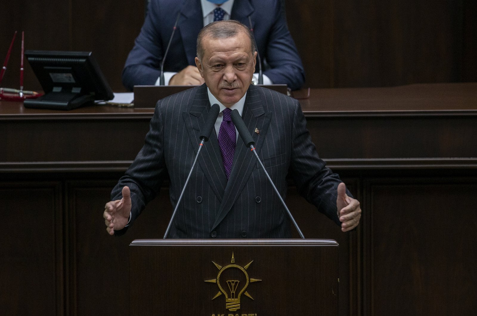 President Recep Tayyip Erdoğan speaks during his party's parliamentary group meeting in Ankara, Turkey, Oct. 14, 2020. (AA Photo)