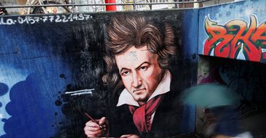 A mural of Ludwig van Beethoven is seen at a pedestrian tunnel in Bonn, Germany December 13, 2019. (REUTERS PHOTO)