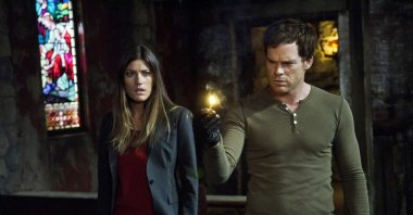 In this publicity file photo provided by Showtime, Michael C. Hall (R), and Jennifer Carpenter are shown in a scene from "Dexter." (AP Photo)