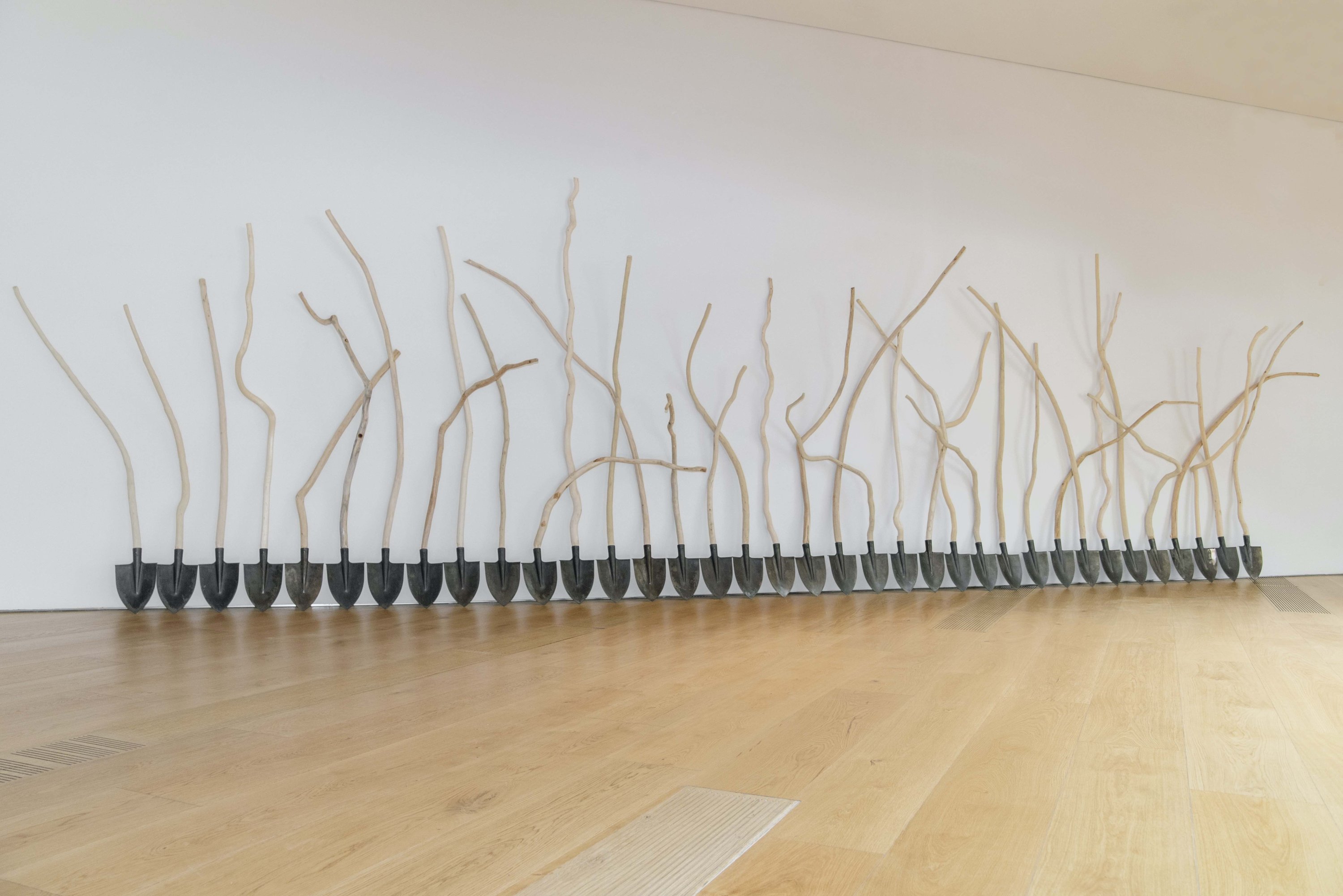 Ali Ibrahim Öcal, 'Untitled,' installation with 38 tree branches and shovels without handles, variable sizes, 2017.