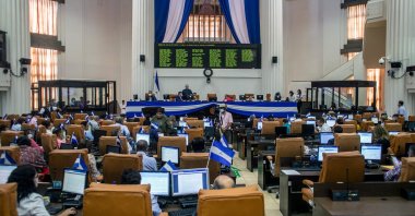 General view during the discussion of a law for the regulation of foreign agents at the Congress, Managua, Oct. 15, 2020. (AFP Photo)