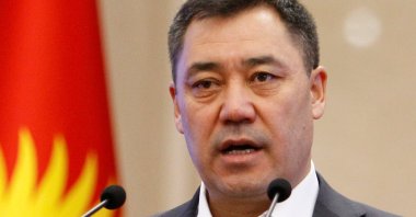 Kyrgyzstan's Prime Minister Sadyr Japarov delivers a speech during an extraordinary session of parliament in Bishkek, Kyrgyzstan, Oct. 16, 2020. (Reuters Photo)