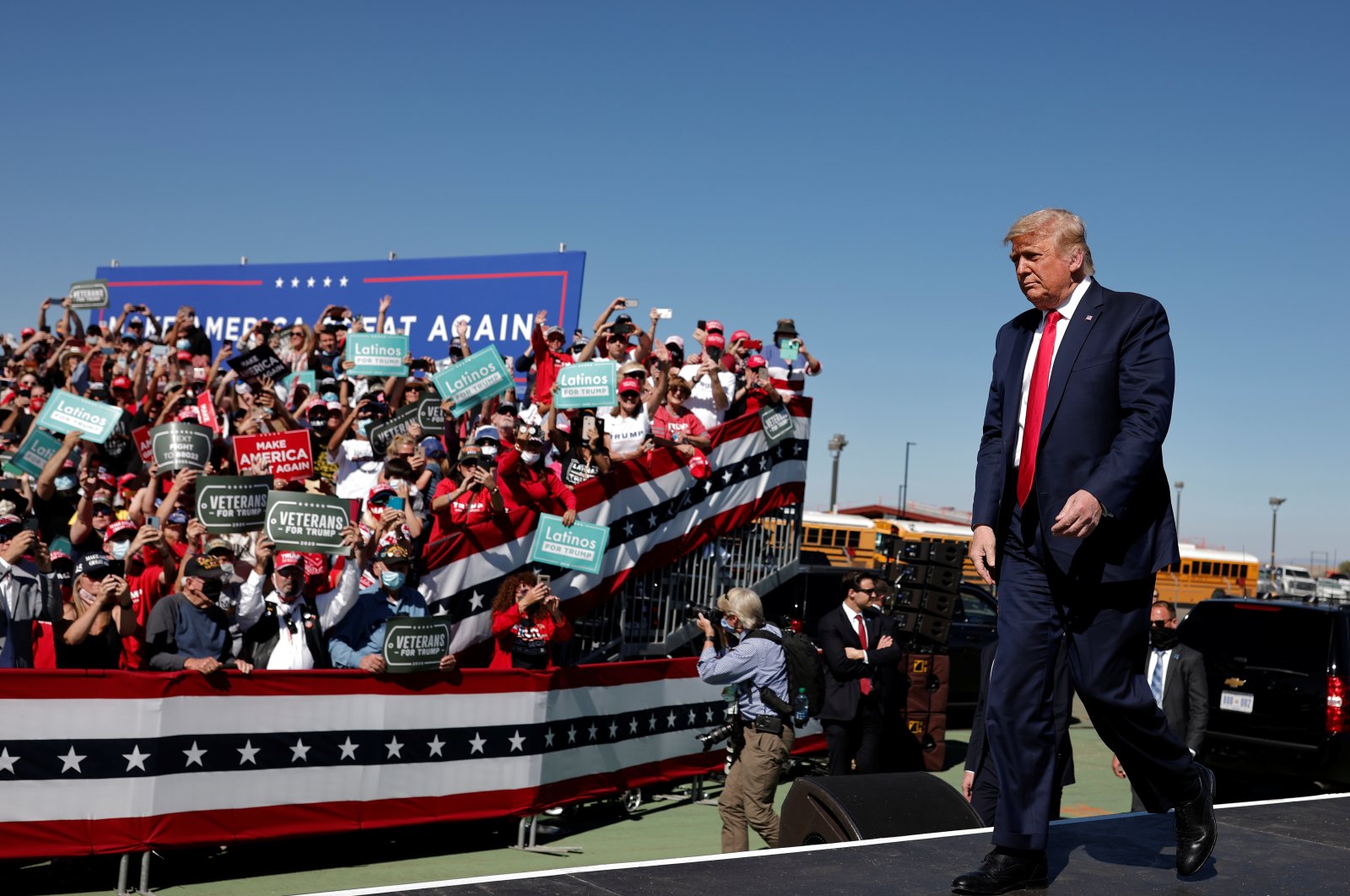 U.S. President Donald Trump attends a campaign rally at Prescott Regional Airport in Arizona, U.S., Oct. 19, 2020. (REUTERS Photo)
