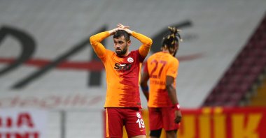 Galatasaray's Ömer Bayram reacts after the Süper Lig match against Alanyaspor, in Istanbul, Turkey, Oct. 19, 2020. (AA Photo)