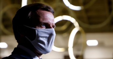 French President Emmanuel Macron delivers a speech at the end of a visit about the fight against separatism at the Seine-Saint-Denis prefecture headquarters in Bobigny, near Paris, France, Oct. 20, 2020. (Reuters Photo)