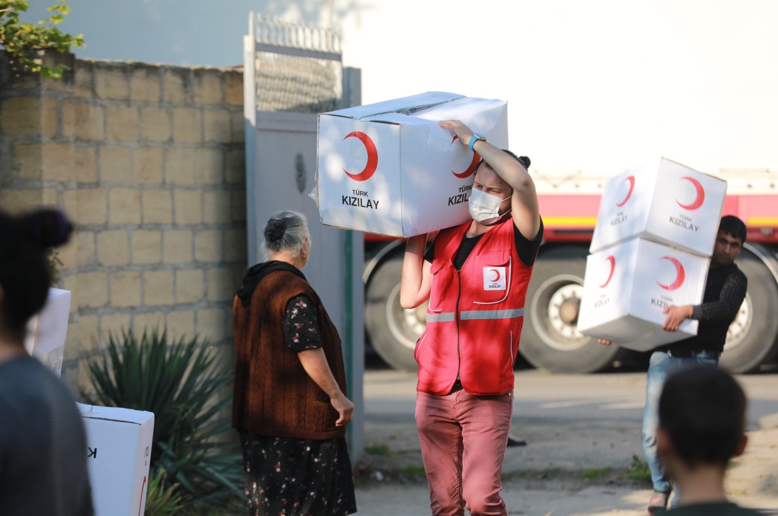 The Turkish Red Crescent (Kızılay) prepares a second batch of humanitarian aid for Baku, Istanbul, Turkey, Oct. 19, 2020 (IHA Photo)