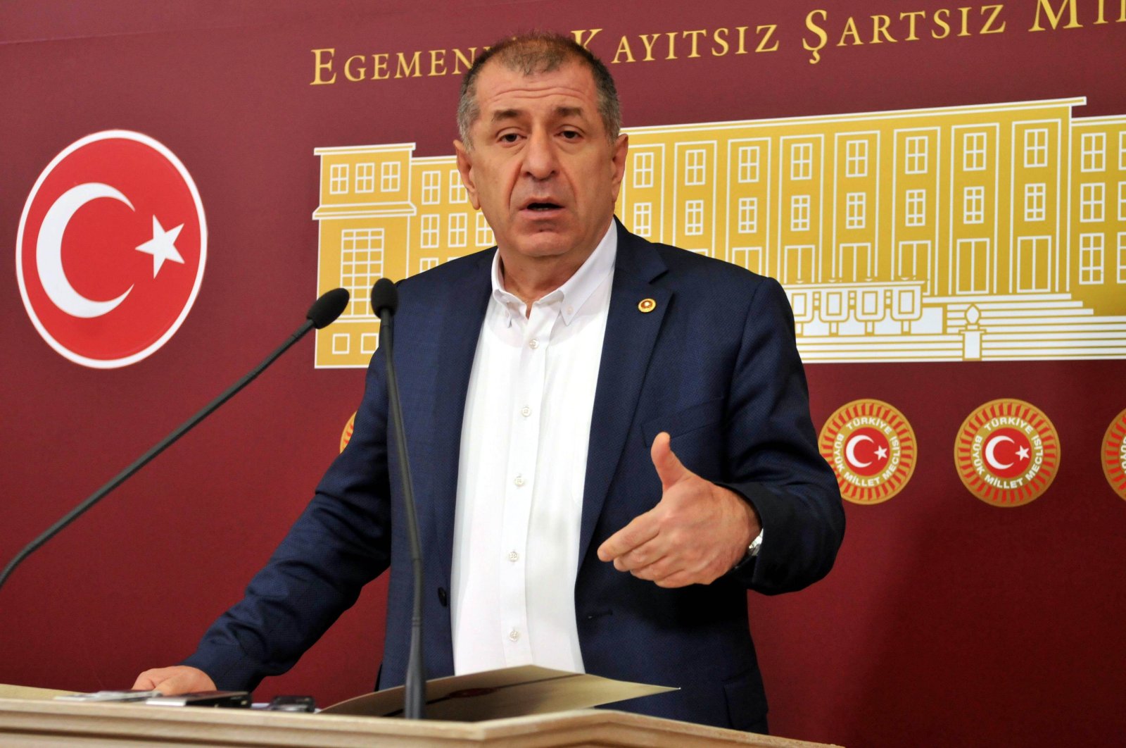 Good Party lawmaker Ümit Özdağ speaks to reporters at the Turkish Parliament on June 10, 2016. (Sabah File Photo)