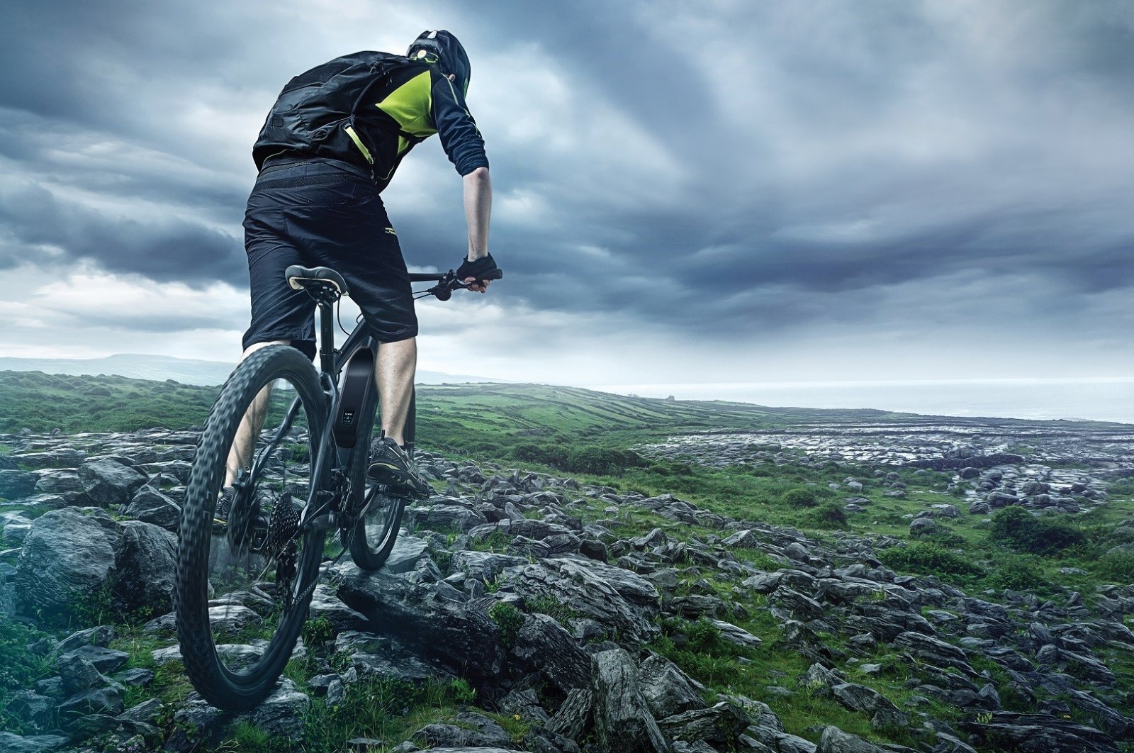 This concept photo provided on Oct. 20, 2020, depicts a biker using a Vestel battery-powered e-bike. (IHA Photo)