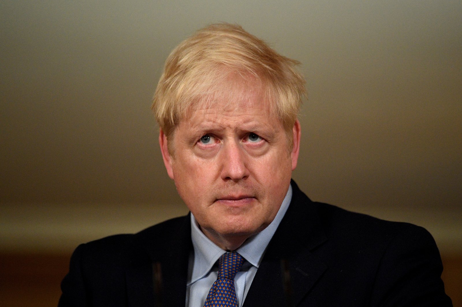 Britain's Prime Minister Boris Johnson looks on during a news conference amid the spread of COVID-19 at Downing Street in London, Britain, Oct. 20, 2020. (REUTERS Photo)