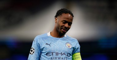 Manchester City's Raheem Sterling reacts during a Champions League match against Porto, in Manchester, England, Oct. 21, 2020. (AFP Photo)