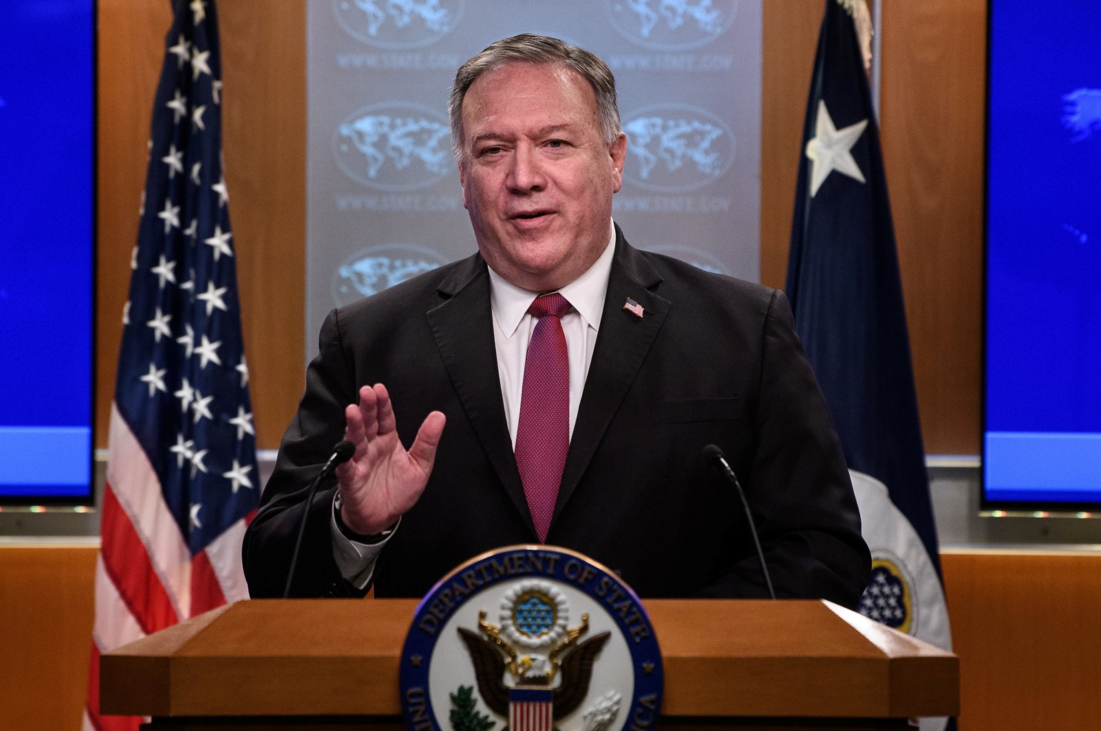 U.S. Secretary of State Mike Pompeo speaks at a news conference at the State Department in Washington, D.C., U.S. Oct. 21, 2020. (Reuters Photo)