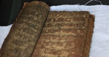 A leather-bound Bible seized in a smuggling operation in Niğde, central Turkey, Apr. 8, 2018. (AA Photo) 