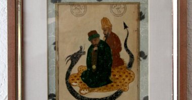 The painting depicting Haji Bektash Veli with Sarı Saltuk Baba is 22 by 17 centimeters. (AA Photo)