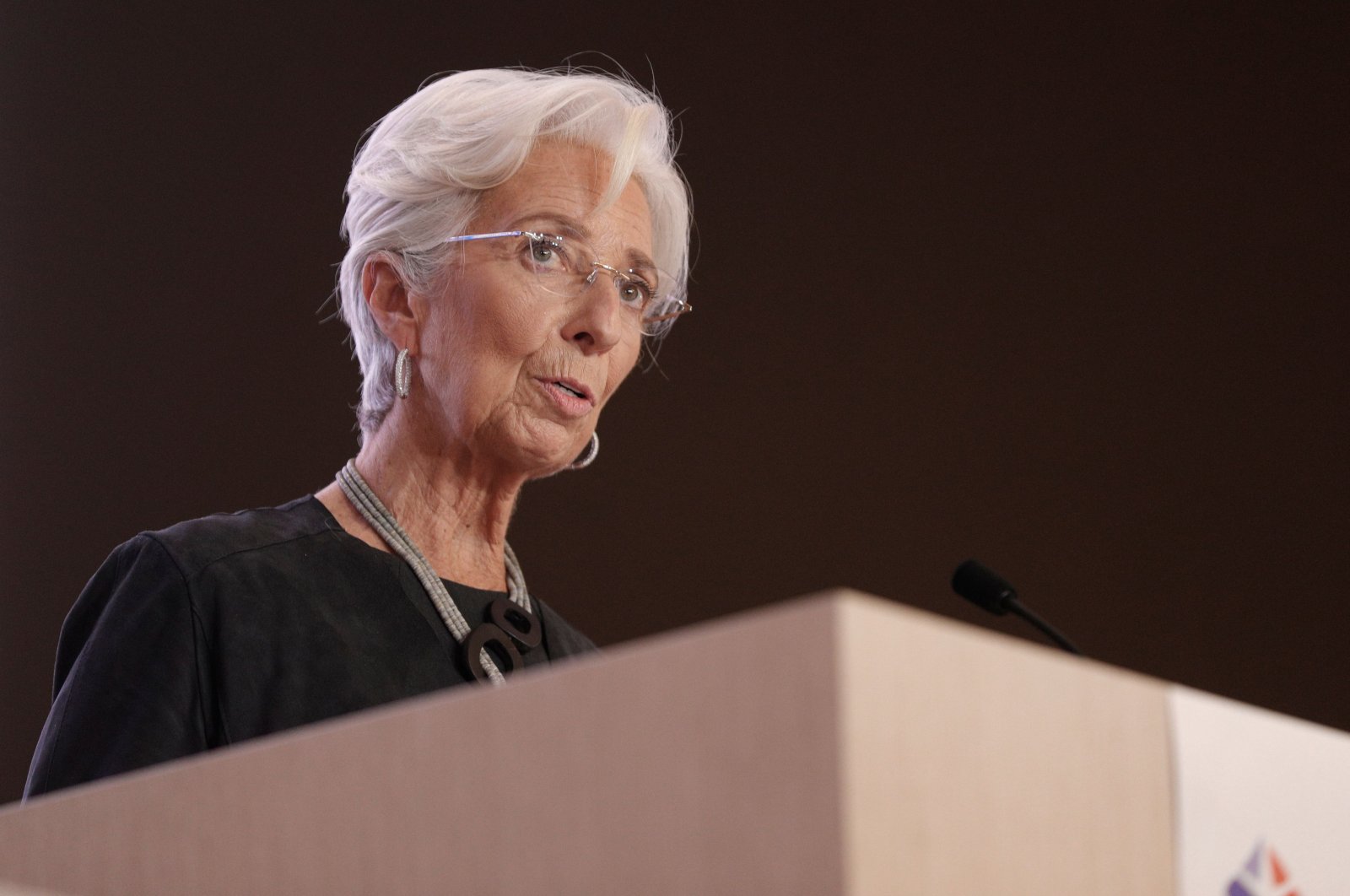 European Central Bank (ECB) President Christine Lagarde speaks during the 16th Congress of Regions (Congres des Regions) in Saint-Ouen, north of Paris, Oct. 19, 2020. (AFP Photo)