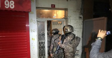 Police raid a house during operations against the DHKP-C in Istanbul, Turkey, Oct. 29, 2020. (İHA Photo)