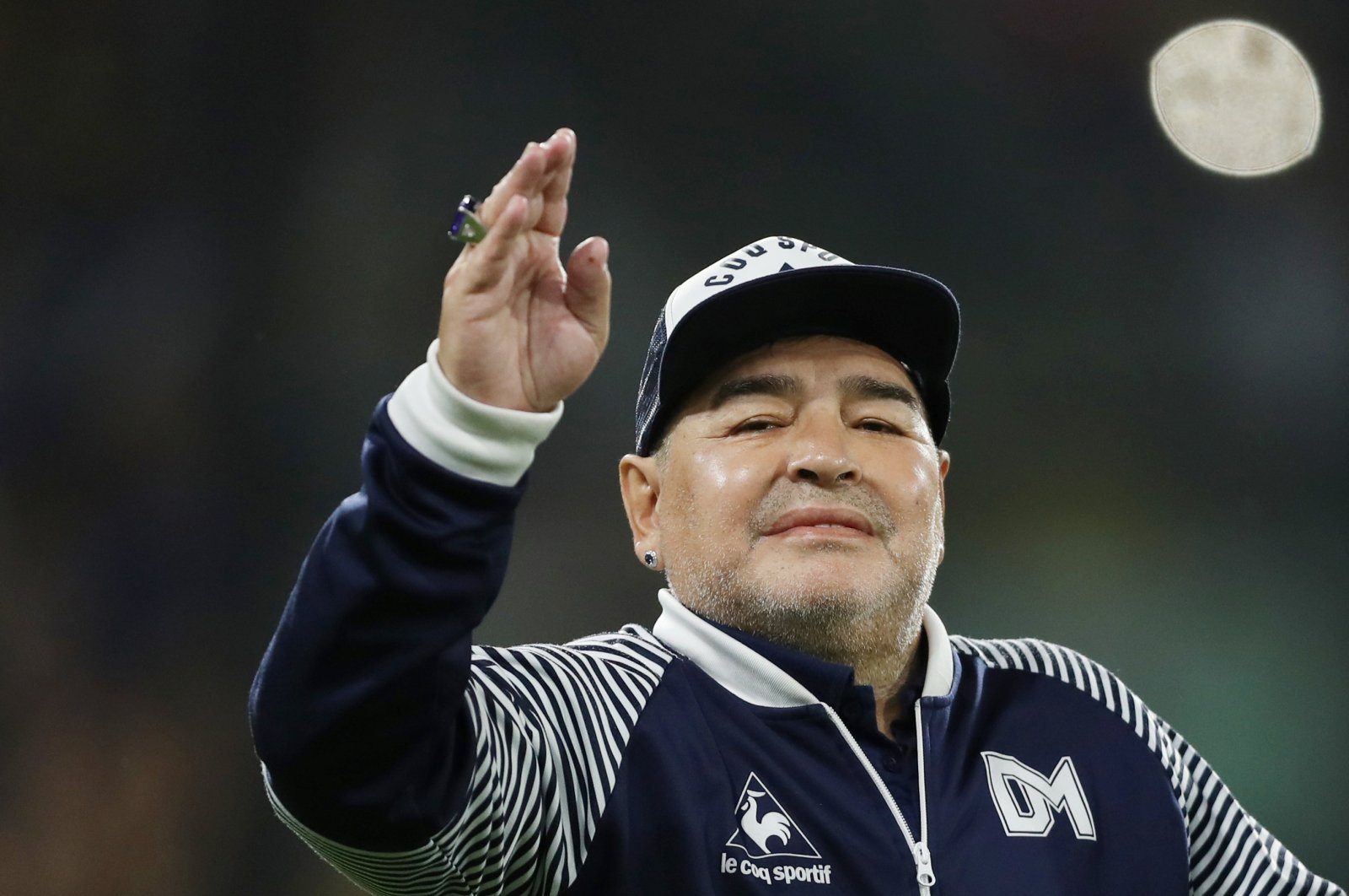 Gimnasia y Esgrima coach Diego Maradona before an Argentine Primera Division match in Buenos Aires, Argentina, March 7, 2020. (Reuters Photo)
