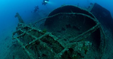 Wreckage of the HMS Majestic underwater, in Çanakkale, western Turkey, Oct. 30, 2020. (DHA Photo)