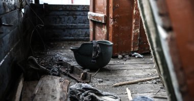 The inside of a military vehicle left behind by Armenian forces is seen as Yereven's army was forced to retreat amid clashes, Oct. 21, 2020. (AA Photo)