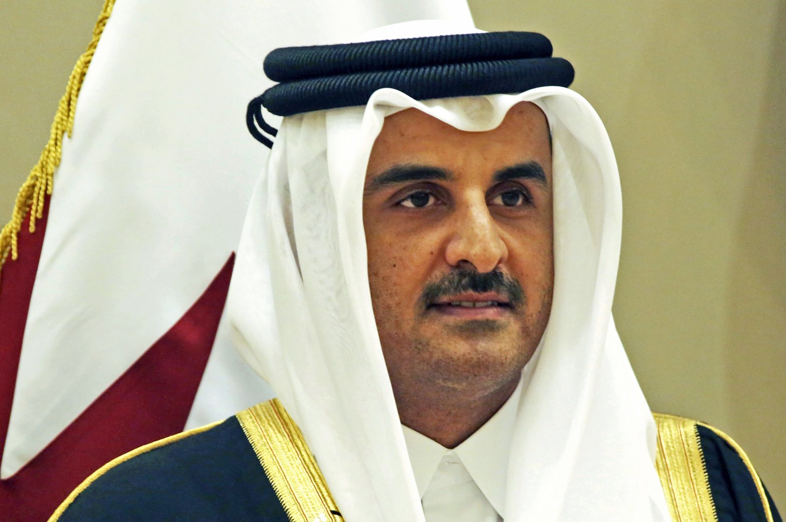 Qatar's emir, Sheikh Tamim bin Hamad Al Thani, poses for a group photo at the Gulf Cooperation Council summit in Kuwait, Dec. 5, 2017. (AP Photo)