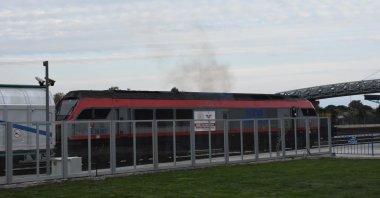 A train departs for the central province of Sivas after the completion of the modernization of the Samsun-Sivas railway line, northern Samsun province, Turkey, Nov. 1, 2020. (AA Photo)