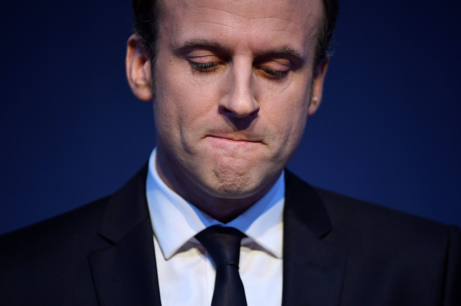 In this file photo, then-French presidential election candidate for the En Marche! movement Emmanuel Macron gives a speech as he unveils his full program eight weeks from election day in Paris, France, March 2, 2017. (AFP Photo)