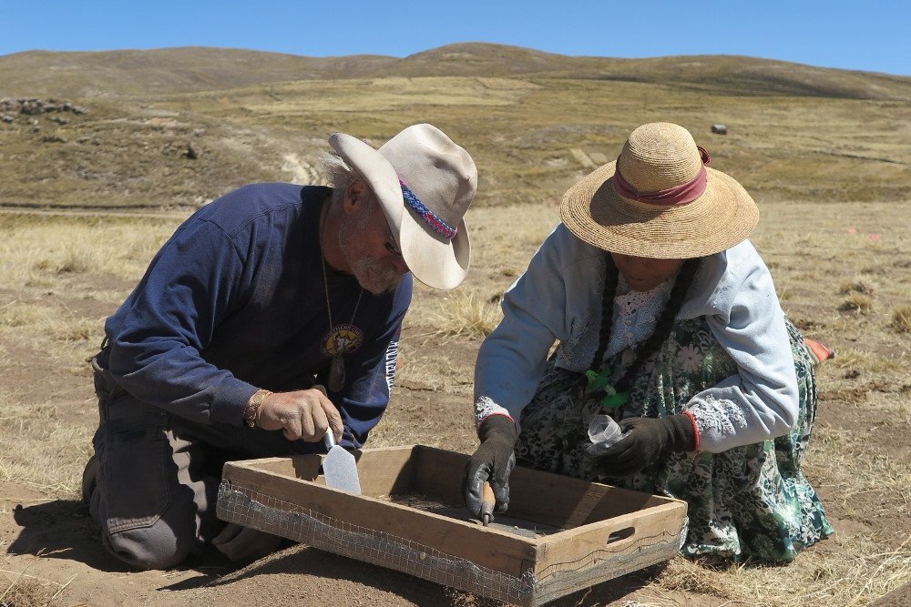 Archeologists conduct excavations at Wilamaya Patjxa in Peru on Nov. 4, 2020. (AFP Photo)
