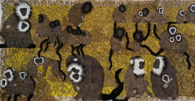 "On One Day," 2019-2020, 150 by 298 centimeters, inlaying on handmade paper. (Courtesy of Istanbul Modern)