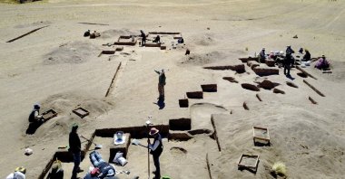 Archeologists conduct excavations at Wilamaya Patjxa in Peru on Nov. 4, 2020. (AFP Photo)