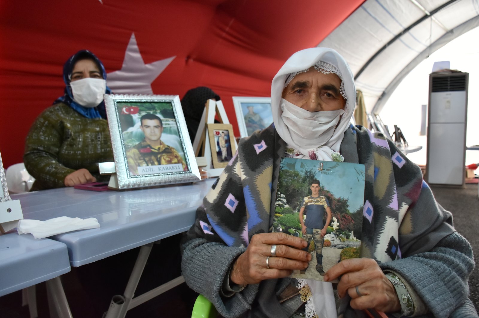 Cemile Koşar, a 90-year-old mother, joined a sit-in protest against the PKK terror group in Turkey's southeastern Diyarbakır province, Nov. 5, 2020. (AA Photo)