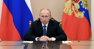 Russian President Vladimir Putin takes part in a video conference call with members of the Security Council in Moscow, Russia, Nov. 6, 2020. (Reuters Photo)