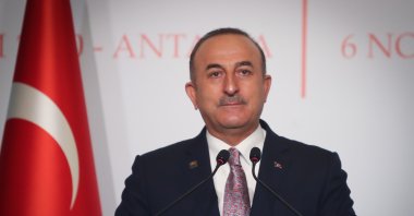 Foreign Minister Mevlüt Çavuşoğlu speaks at the opening of the informal meeting of the South-East European Cooperation Process (SEECP) in Turkey's Mediterranean province of Antalya, Nov. 6, 2020. (AA)
