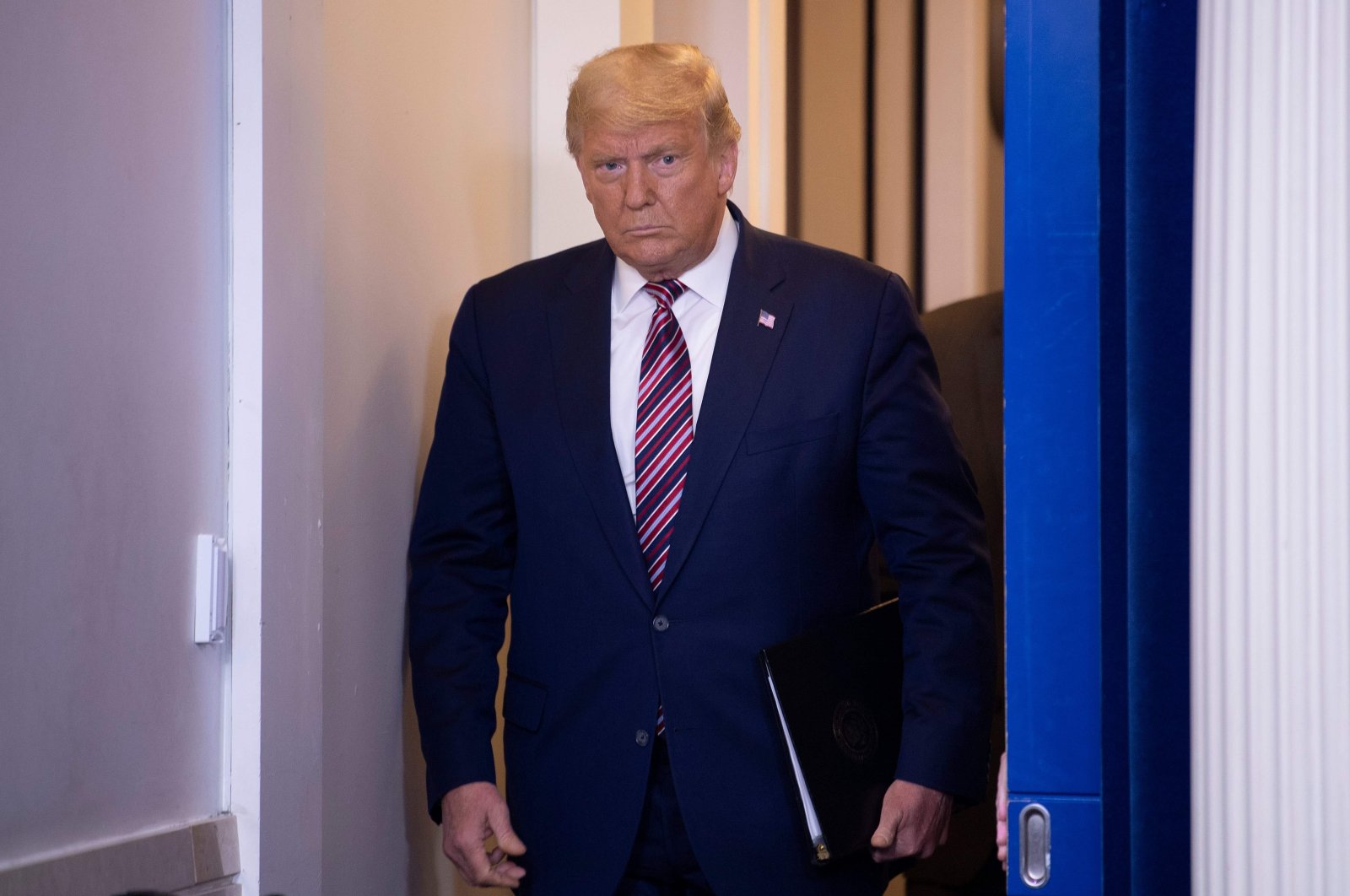 U.S. President Donald Trump arrives to speak in the Brady Briefing Room at the White House, Washington, D.C., Nov. 5, 2020. (AFP Photo)