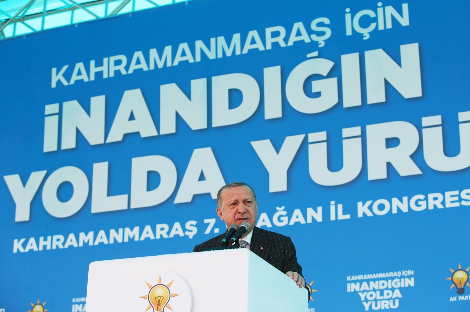 President Recep Tayyip Erdoğan speaks at the 7th Ordinary Congress of the Justice and Development Party (AK Party) in Kahramanmaraş, Turkey, Nov. 7, 2020 (AA Photo)