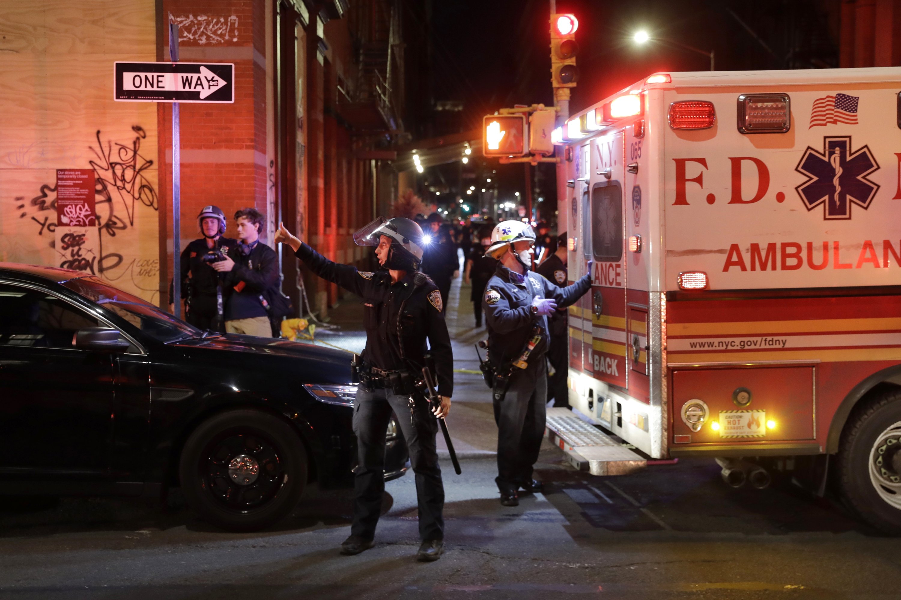 First responders work at the scene of a shooting in New York, Monday, June 1, 2020. (AP Photo)