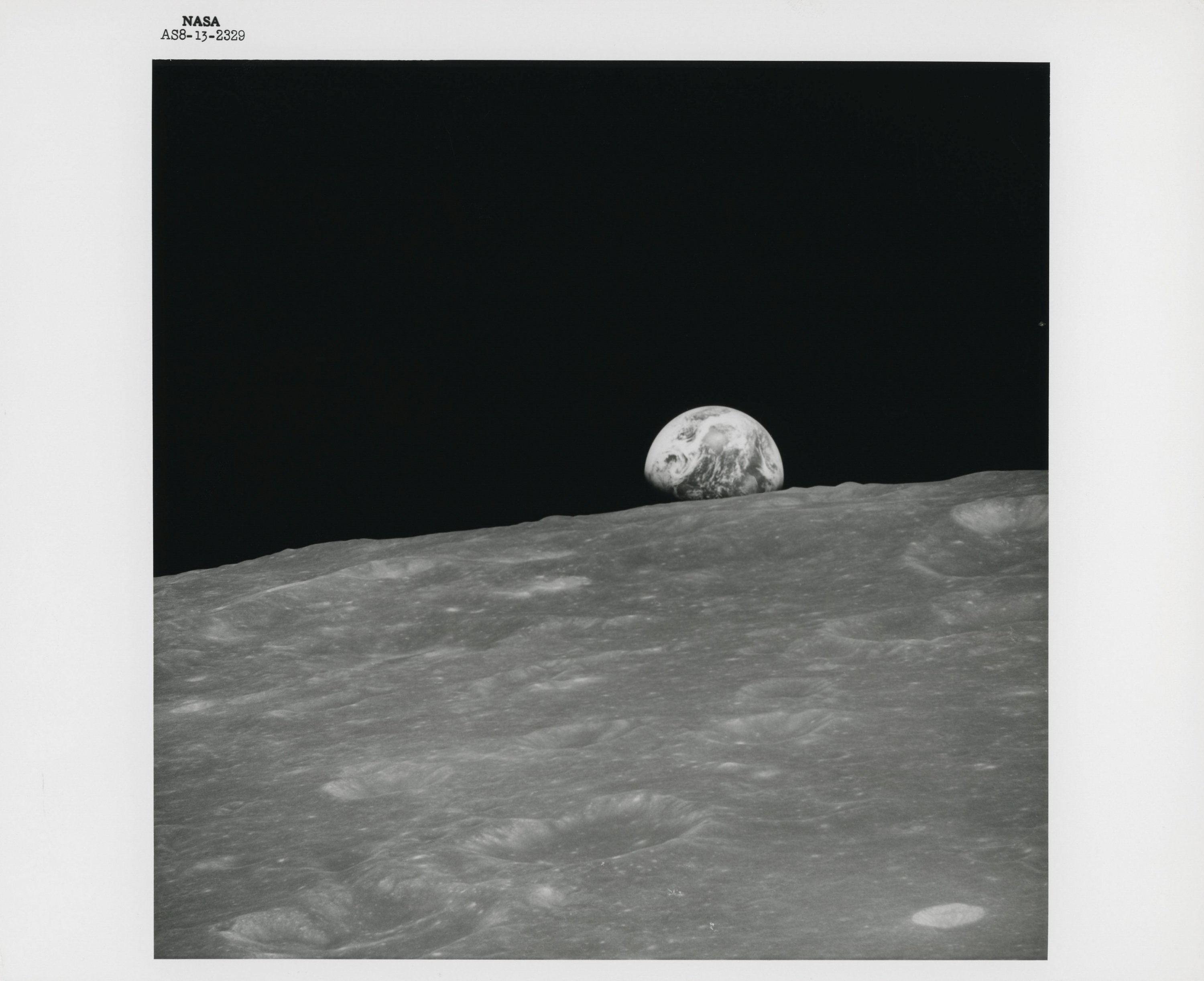 A handout image of Lot 217, The first human-taken photograph of Earthrise by Apollo 8 crewmember William Anders from December 1968, one of the space photographs in a collection up for auction at Christie