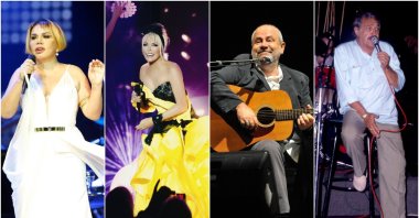 From L to R: Turkish singers Sezen Aksu, Ajda Pekkan, Bülent Ortaçgil and Tanju Okan. (Günaydın/Sabah/Takvim File Photos)