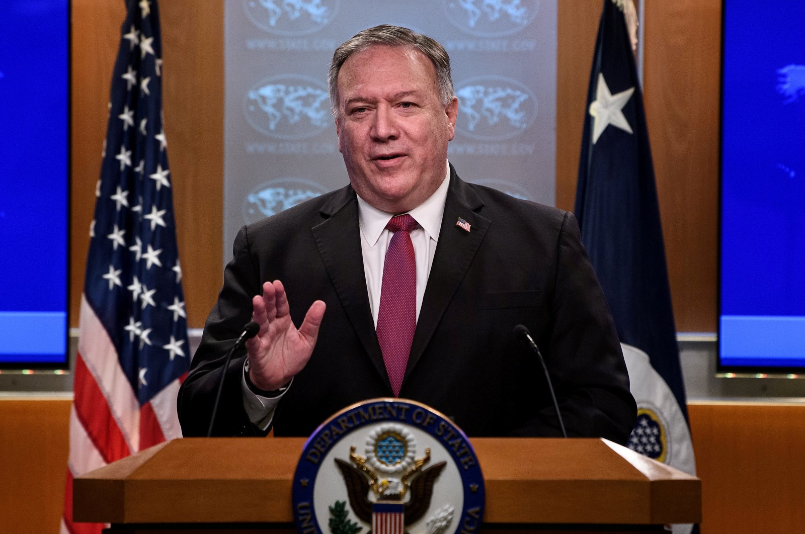 U.S. Secretary of State Mike Pompeo speaks at a news conference at the State Department in Washington, DC, U.S. October 21, 2020. (Reuters Photo)