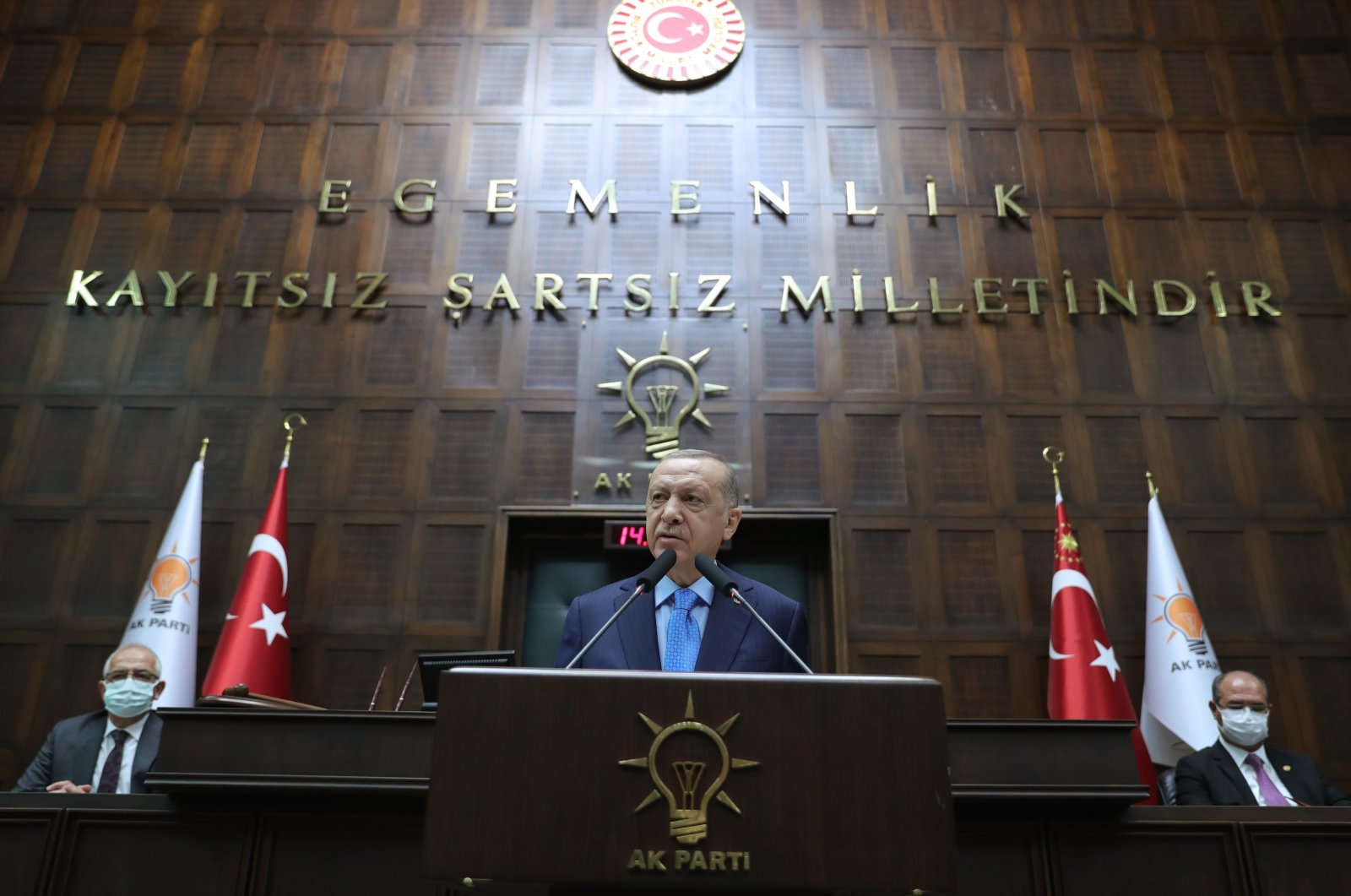 President Recep Tayyip Erdoğan speaks at the parliamentary group meeting of the ruling Justice and Development Party (AK Party) in the capital Ankara, Nov. 11, 2020. (AA Photo)