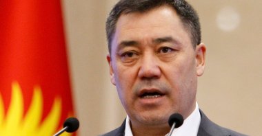 Kyrgyzstan's Prime Minister Sadyr Zhaparov delivers a speech during an extraordinary session of parliament in Bishkek, Kyrgyzstan, Oct. 16, 2020. (Reuters Photo)