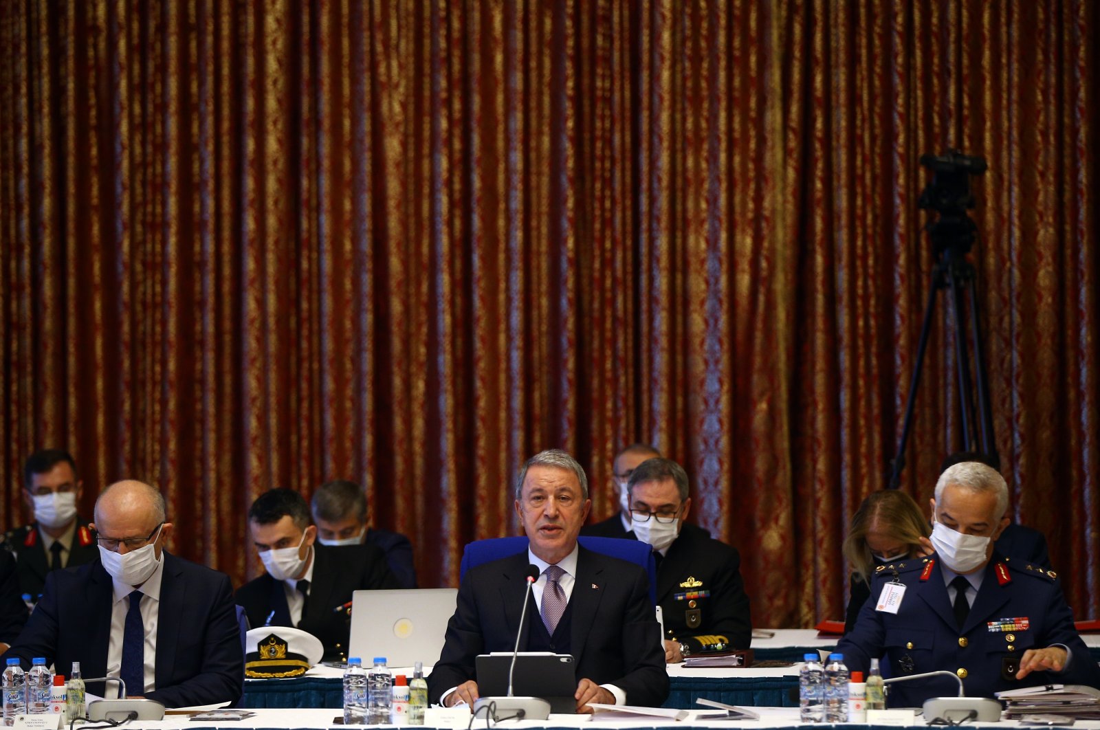 Defense Minister Hulusi Akar speaks during the Parliament's Planning and Budgetary Commission in Ankara, Turkey, Nov. 11, 2020. (AA Photo)