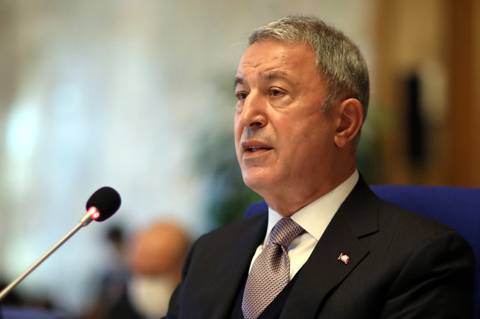 Defense Minister Hulusi Akar addresses Parliament's Planning and Budget Committee, in Ankara, Turkey, Nov.12, 2020. (AA Photo)